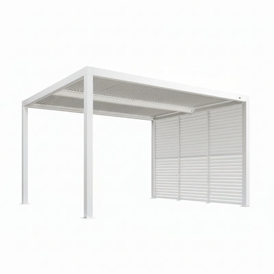 Louvered Pergola Modern White Pergola with Adjustable Roof for Deck Backyard Garden