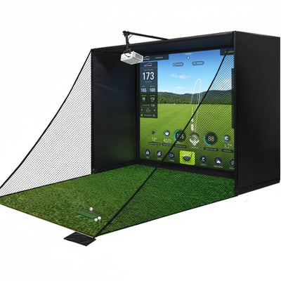 10X8 Ft Golf Simulator Enclosure Complete Kit with Alloy Steel Frame and HD Impact Screen Indoor Garage Home Golf Training Cage Equipment