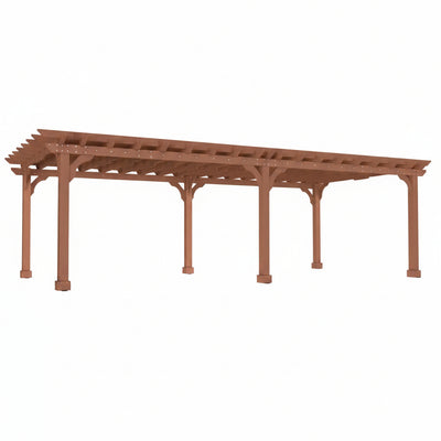 24 Ft. W X 12 Ft. D Cedar Wood Patio Pergola Shade Structure for Outdoor, Brown