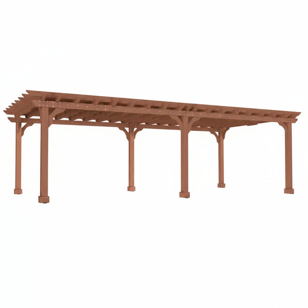 24 Ft. W X 12 Ft. D Cedar Wood Patio Pergola Shade Structure for Outdoor, Brown