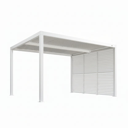 Louvered Pergola Modern White Pergola with Adjustable Roof for Deck Backyard Garden
