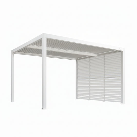Louvered Pergola Modern White Pergola with Adjustable Roof for Deck Backyard Garden