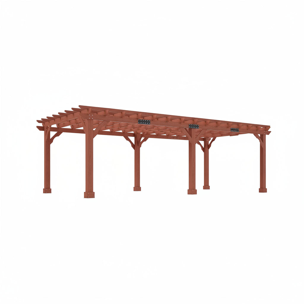 12X24 FT Premium Cedar Wood Pergola with Trellis Roof & Stakes