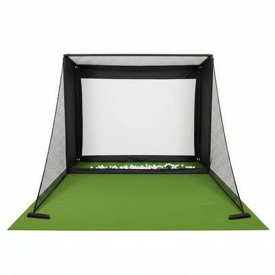 Golf Simulator Enclosure Designed for Home Practice, 10x8Ft EPE Foam Frame, HD Impact Screen, Tool-Free Assembly