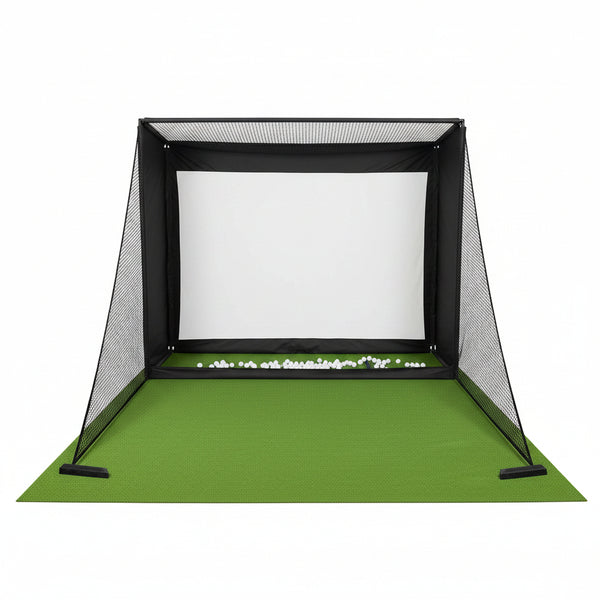 Golf Simulator Enclosure Designed for Home Practice, 10x8Ft EPE Foam Frame, HD Impact Screen, Tool-Free Assembly
