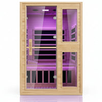 2 Person Far Infrared Sauna with Smart APP Control, Canadian Hemlock Wood Indoor Sauna Room, 2000W Low EMF Fast Heating Home Dry Sauna, 7 Color Chromotherapy, Bluetooth Speakers for Relaxation
